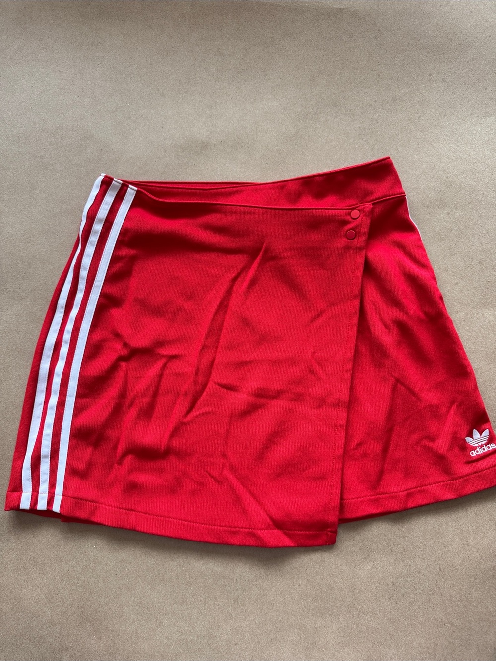 adidas Red Mini Skirt with White Three Stripes-Wrap Skirt